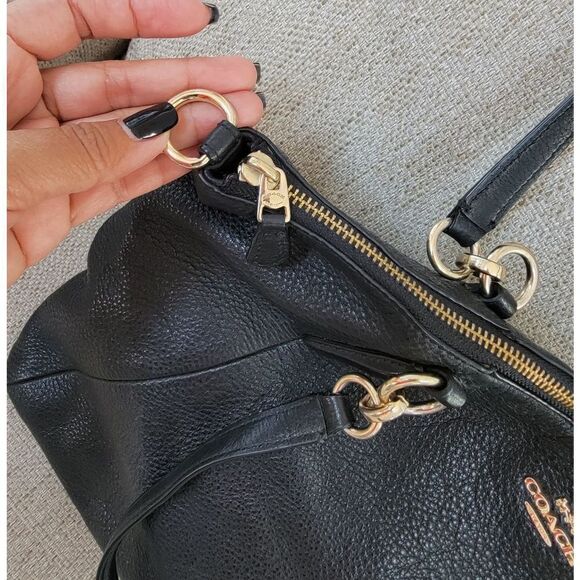 Coach Black Pebble Leather Kelsey Bag - Picture 5 of 11